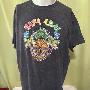 Hafa Adai Guam Pineapple Skull with Shades Design Men's Gray T Shirt XL Port & C